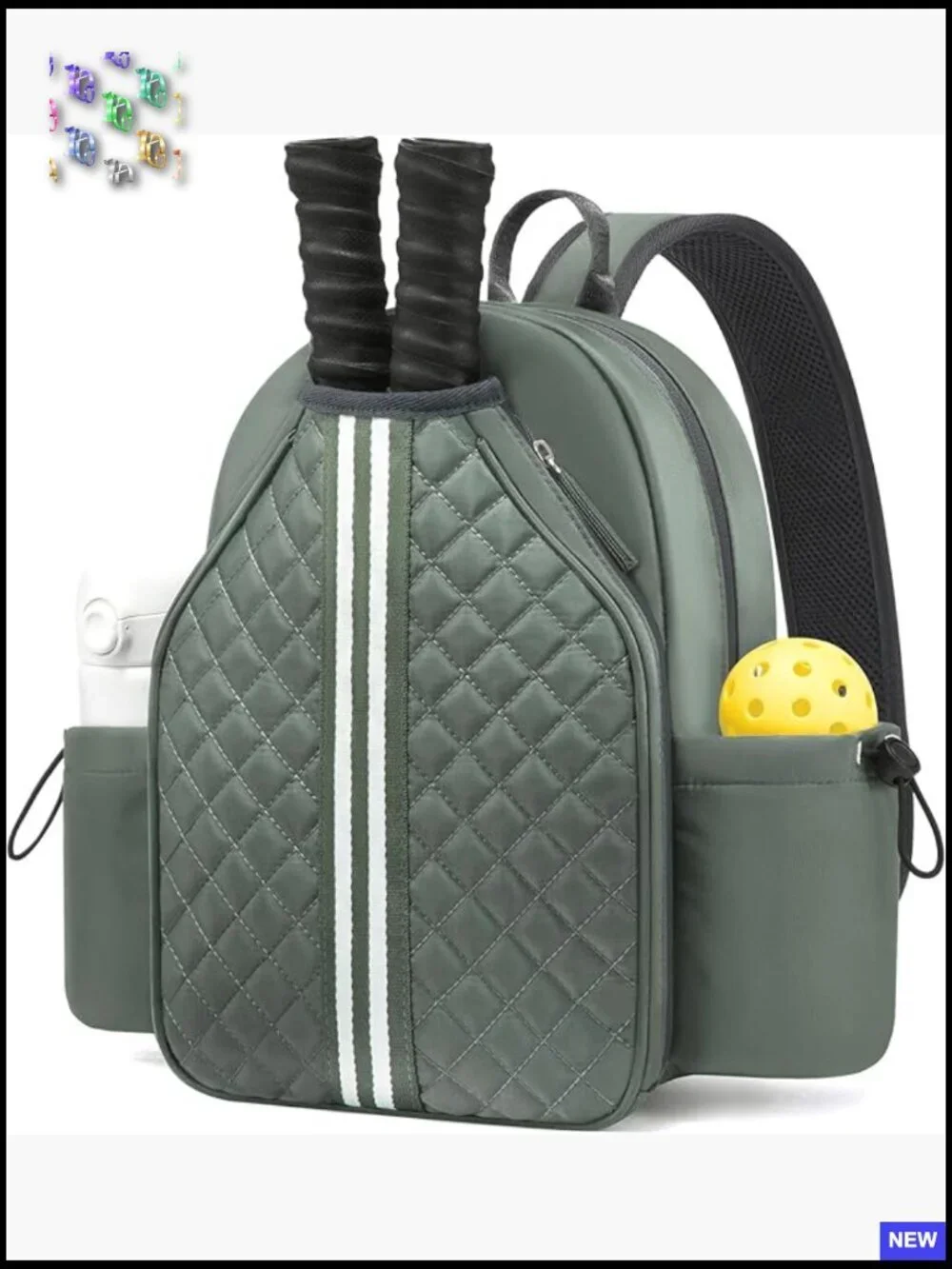 Quilted Pickleball Paddle Sling Bag Crossbody Backpack Sport Gym Travel Bag